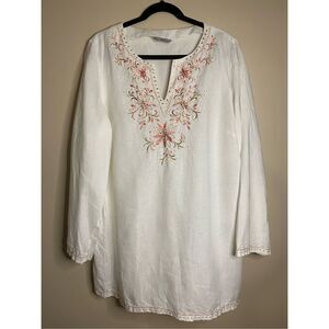 Marks & Spencer White Tunic with Floral Embroidery